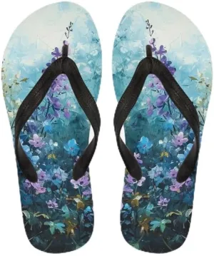 Women Retro Flip Flop Sandal Ginkgo Leaves Casual Thong Sandals Rose Feather Couple Beach Sandals Indoor or Outdoor