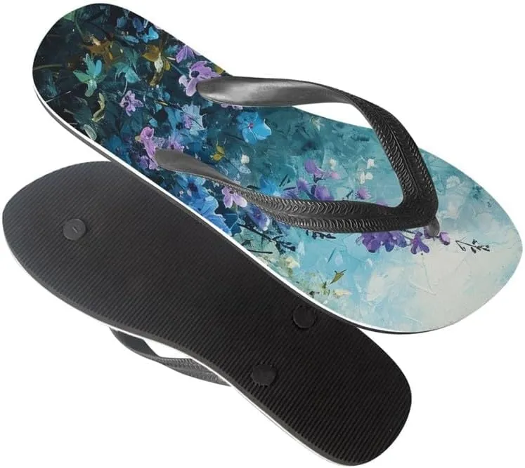 Women Retro Flip Flop Sandal Ginkgo Leaves Casual Thong Sandals Rose Feather Couple Beach Sandals Indoor or Outdoor