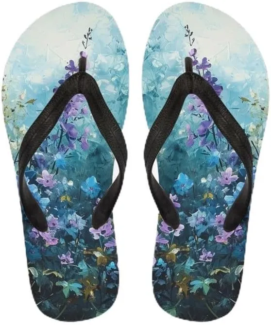 Women Retro Flip Flop Sandal Ginkgo Leaves Casual Thong Sandals Rose Feather Couple Beach Sandals Indoor or Outdoor