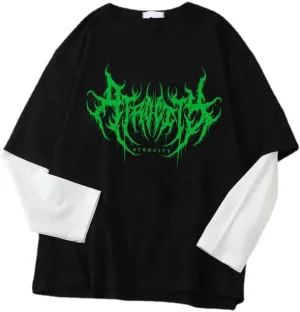 Women Y2K Graphie Crop Tops Fairy Grunge Long Sleeves T Shirt Aesthetic Gothic Slim Fit Blouse Fairycore Streetwear