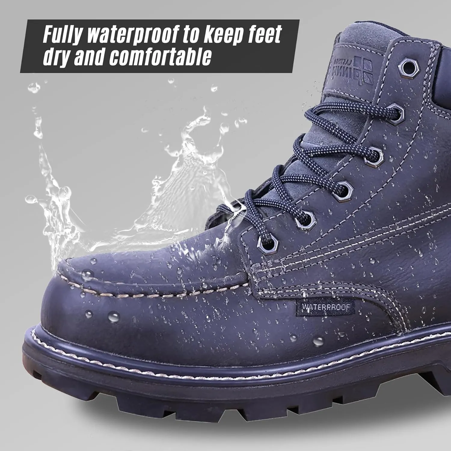 Womens 6" Work Boots - ASTM F2413 Safety Toe   Waterproof Insulated   Electrical Hazard   Slip & Oil Resistant   2 Adjustable Width Insoles