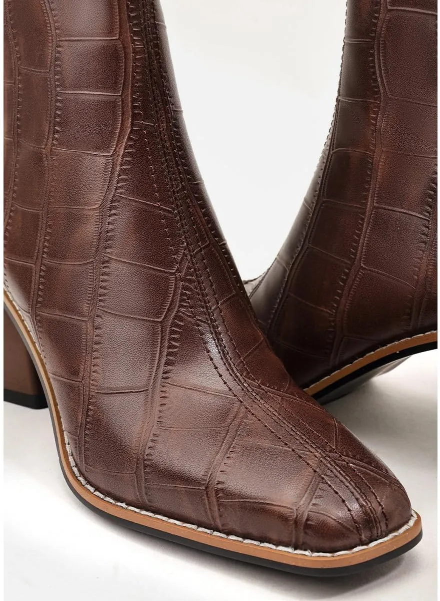 Womens Ankle Boots Zipper Chunky Mid Heel Boot Retro Square Pointed Toe Short Boots Heeled Shoes for Women Fall Winter