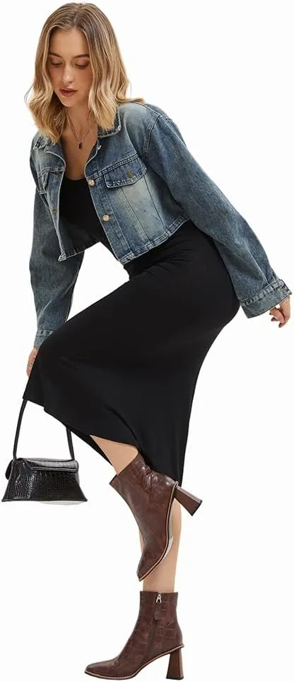 Womens Ankle Boots Zipper Chunky Mid Heel Boot Retro Square Pointed Toe Short Boots Heeled Shoes for Women Fall Winter