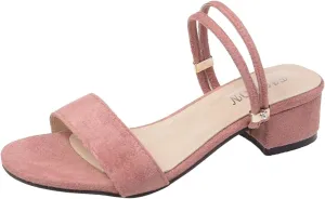 Women's Ankle Double Strappy Sandal Thick Strap Solid Low heel Open Toe Summer Spring Sandals Elegant Trendy Shoe