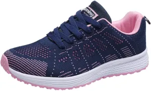 Women's Breathable Elastic Fly Woven Mesh Shoes Slip on Lightweight Casual Tennis Sneakers Soft Recovery Shoe