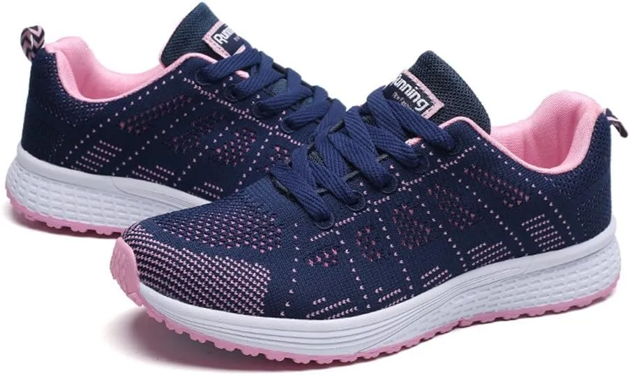 Women's Breathable Elastic Fly Woven Mesh Shoes Slip on Lightweight Casual Tennis Sneakers Soft Recovery Shoe