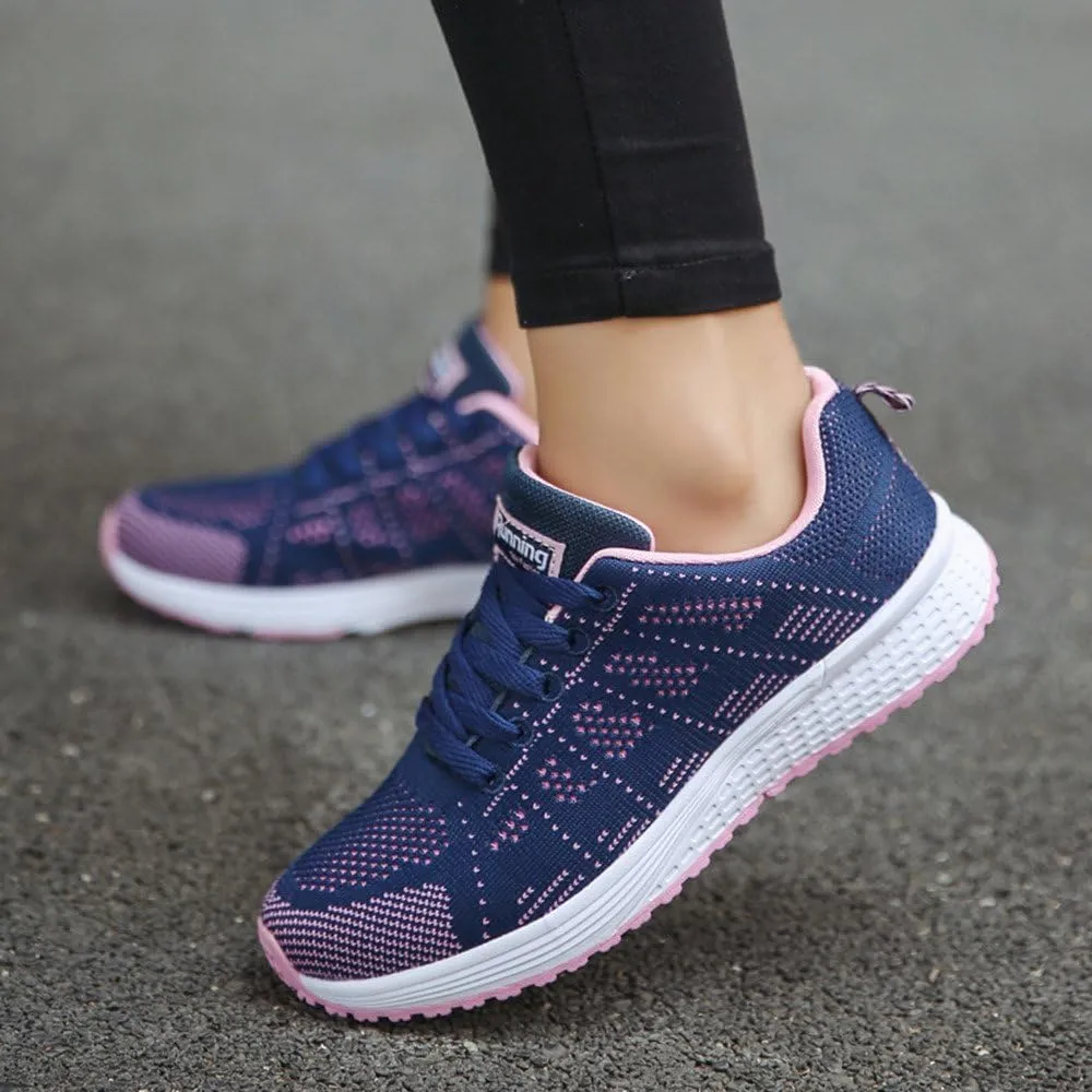 Women's Breathable Elastic Fly Woven Mesh Shoes Slip on Lightweight Casual Tennis Sneakers Soft Recovery Shoe