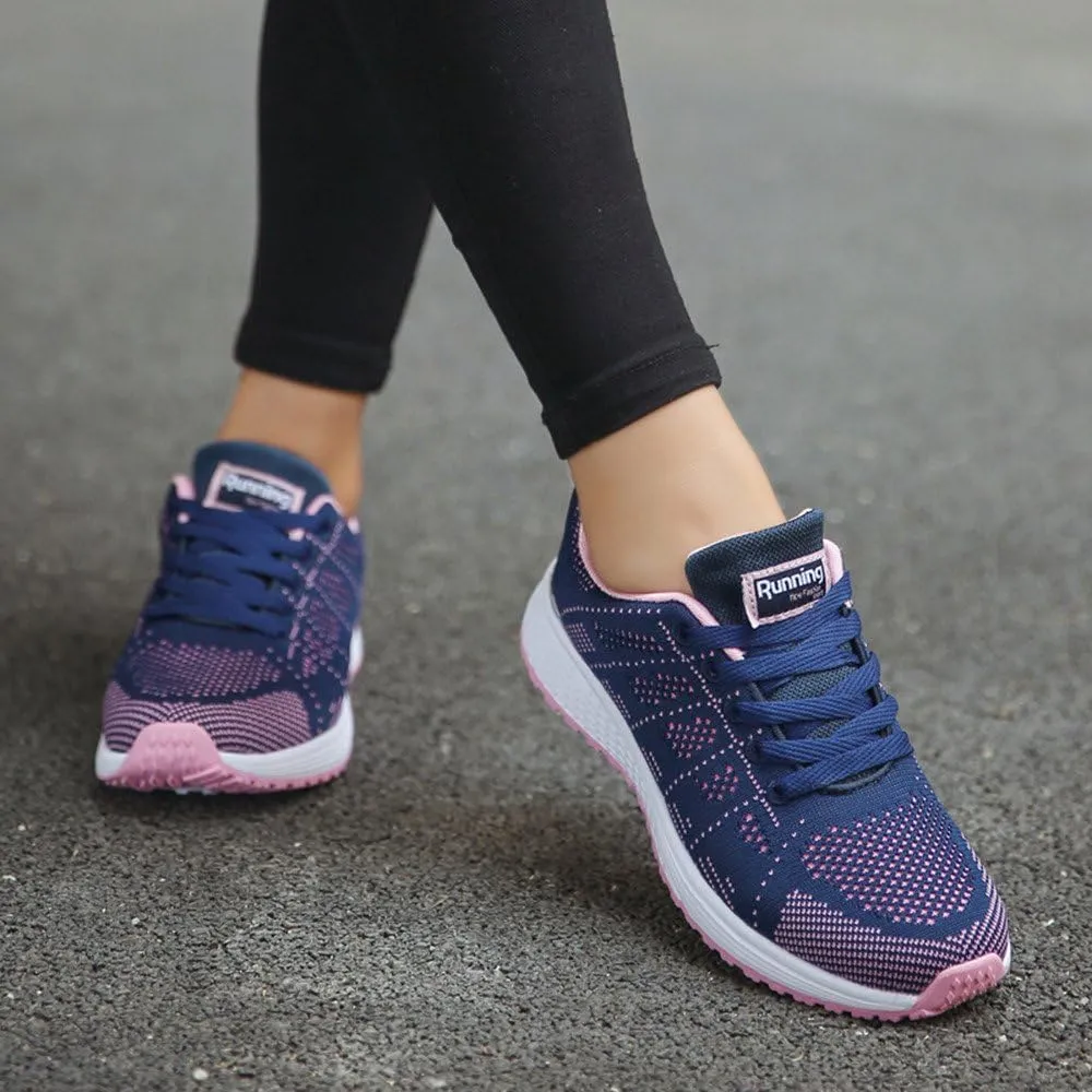 Women's Breathable Elastic Fly Woven Mesh Shoes Slip on Lightweight Casual Tennis Sneakers Soft Recovery Shoe