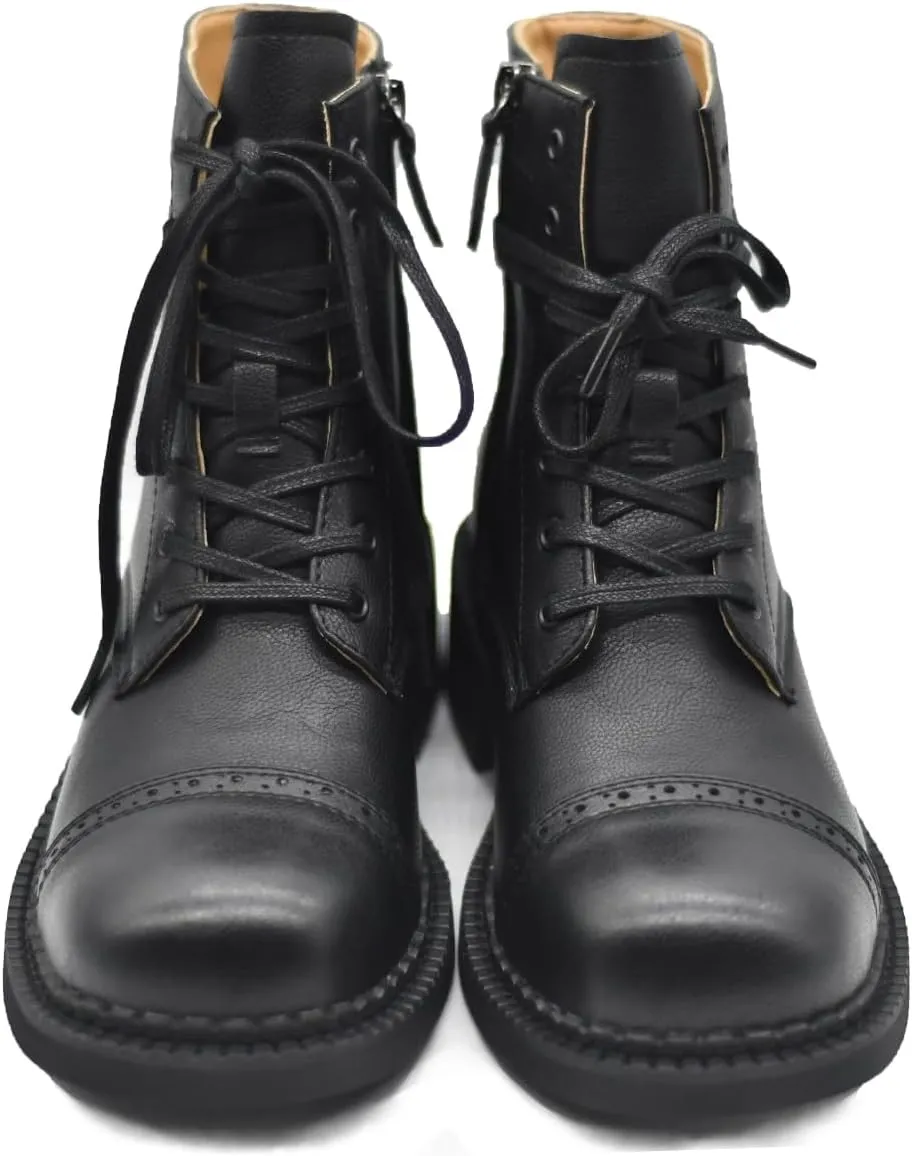 Women's Brogue Genuine Leather Oxford Boots Classic Handcrafted Fashion Ankle Booties
