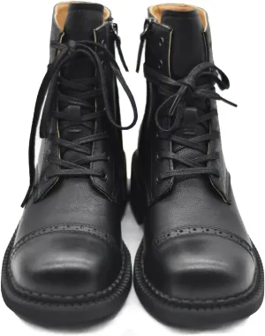 Women's Brogue Genuine Leather Oxford Boots Classic Handcrafted Fashion Ankle Booties