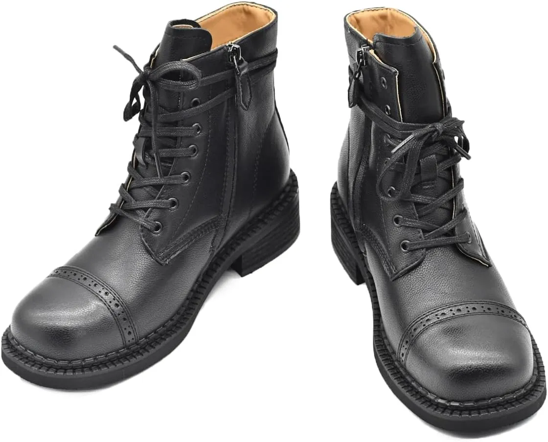 Women's Brogue Genuine Leather Oxford Boots Classic Handcrafted Fashion Ankle Booties