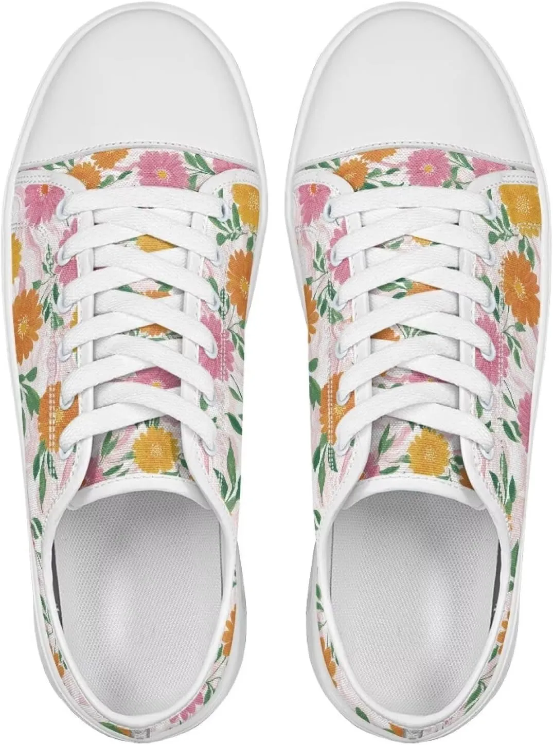 Womens Canvas Slip-On Shoes Lightweight Comfort Sneakers for Casual Wear Soft Cushioned Insole for Athletic Size 6-13.5 White Sole