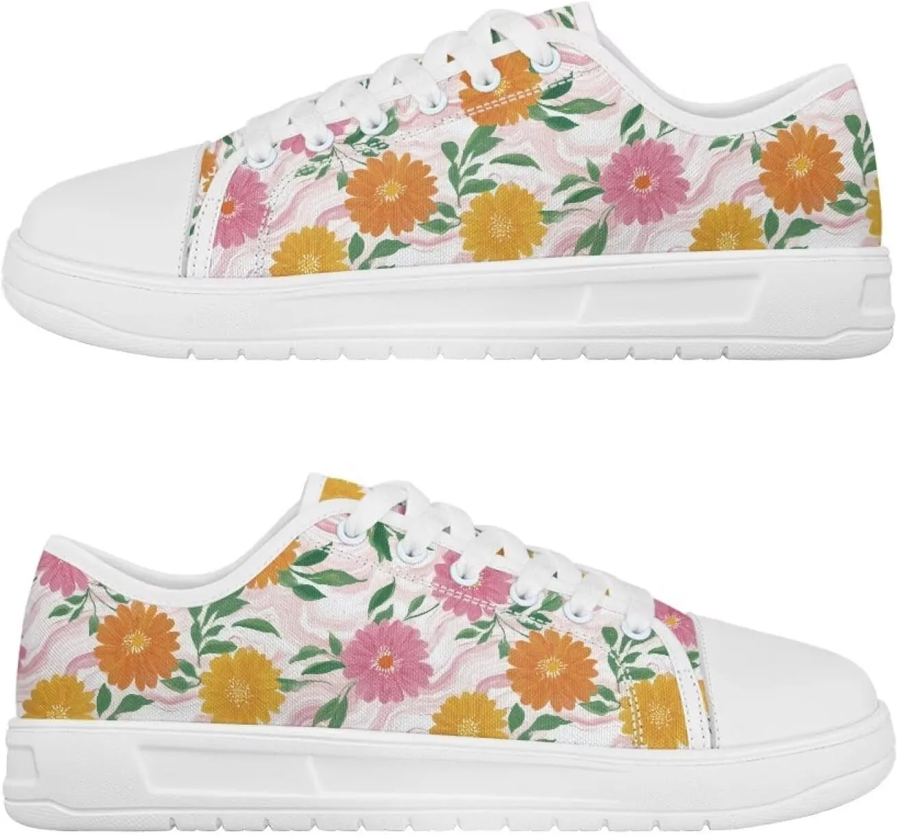 Womens Canvas Slip-On Shoes Lightweight Comfort Sneakers for Casual Wear Soft Cushioned Insole for Athletic Size 6-13.5 White Sole