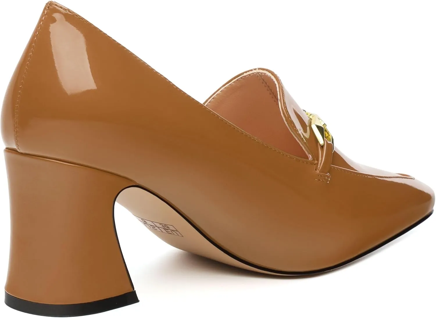 Womens Chunky Block Mid Heel,Patent Square Toe Pumps Slip-on Loafers Shoes Office Basic Classic Shoes 2.5IN
