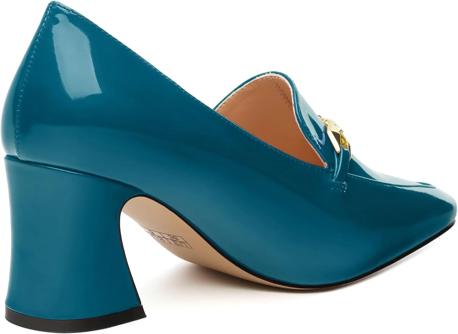 Womens Chunky Block Mid Heel,Patent Square Toe Pumps Slip-on Loafers Shoes Office Basic Classic Shoes 2.5IN