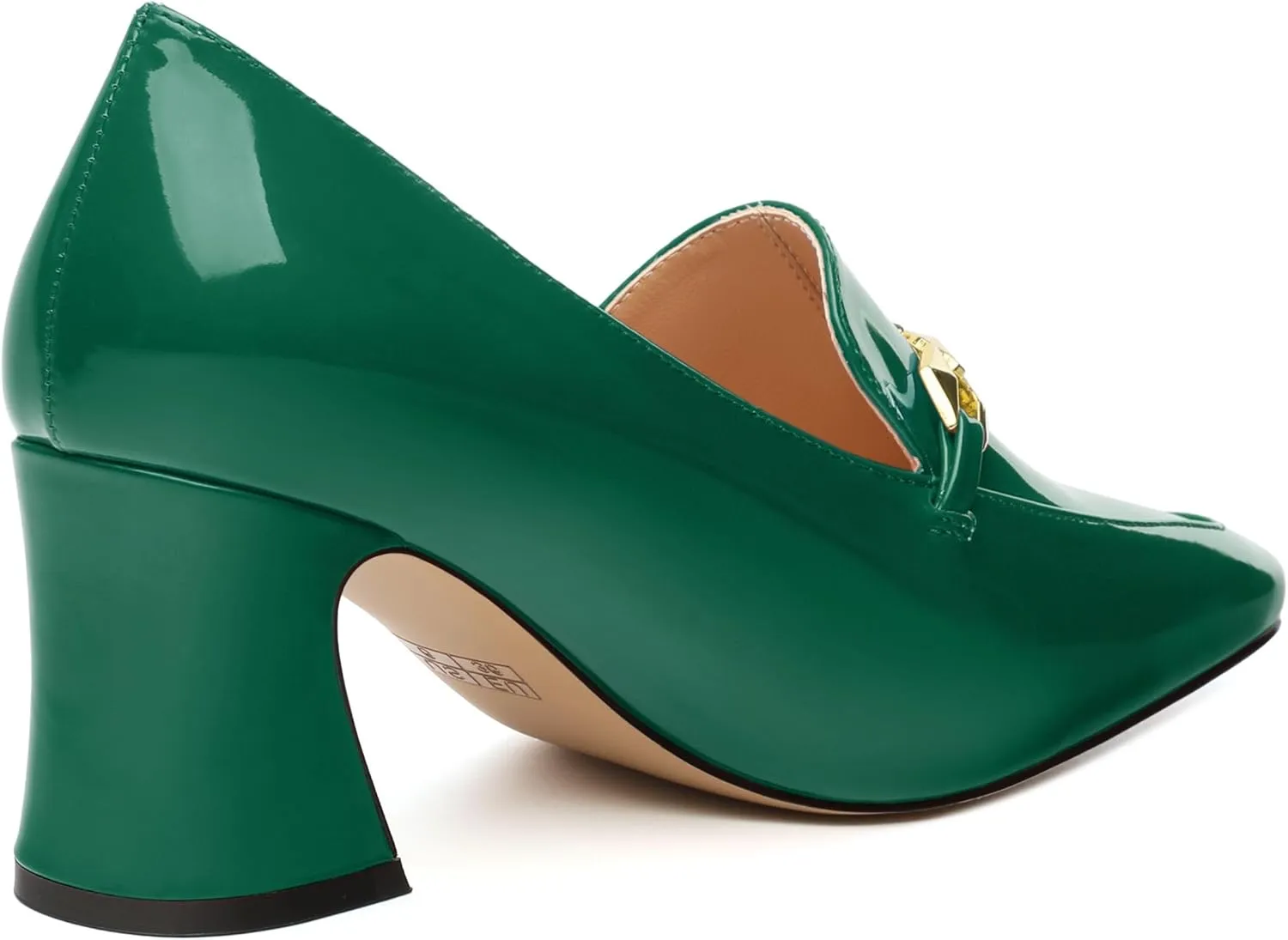 Womens Chunky Block Mid Heel,Patent Square Toe Pumps Slip-on Loafers Shoes Office Basic Classic Shoes 2.5IN