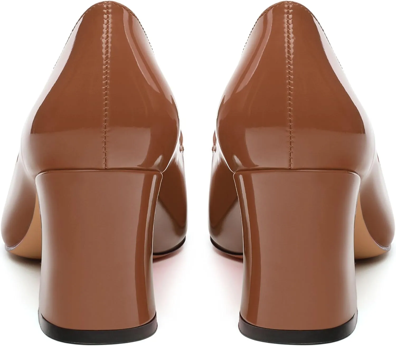 Womens Chunky Block Mid Heel,Patent Square Toe Pumps Slip-on Loafers Shoes Office Basic Classic Shoes 2.5IN