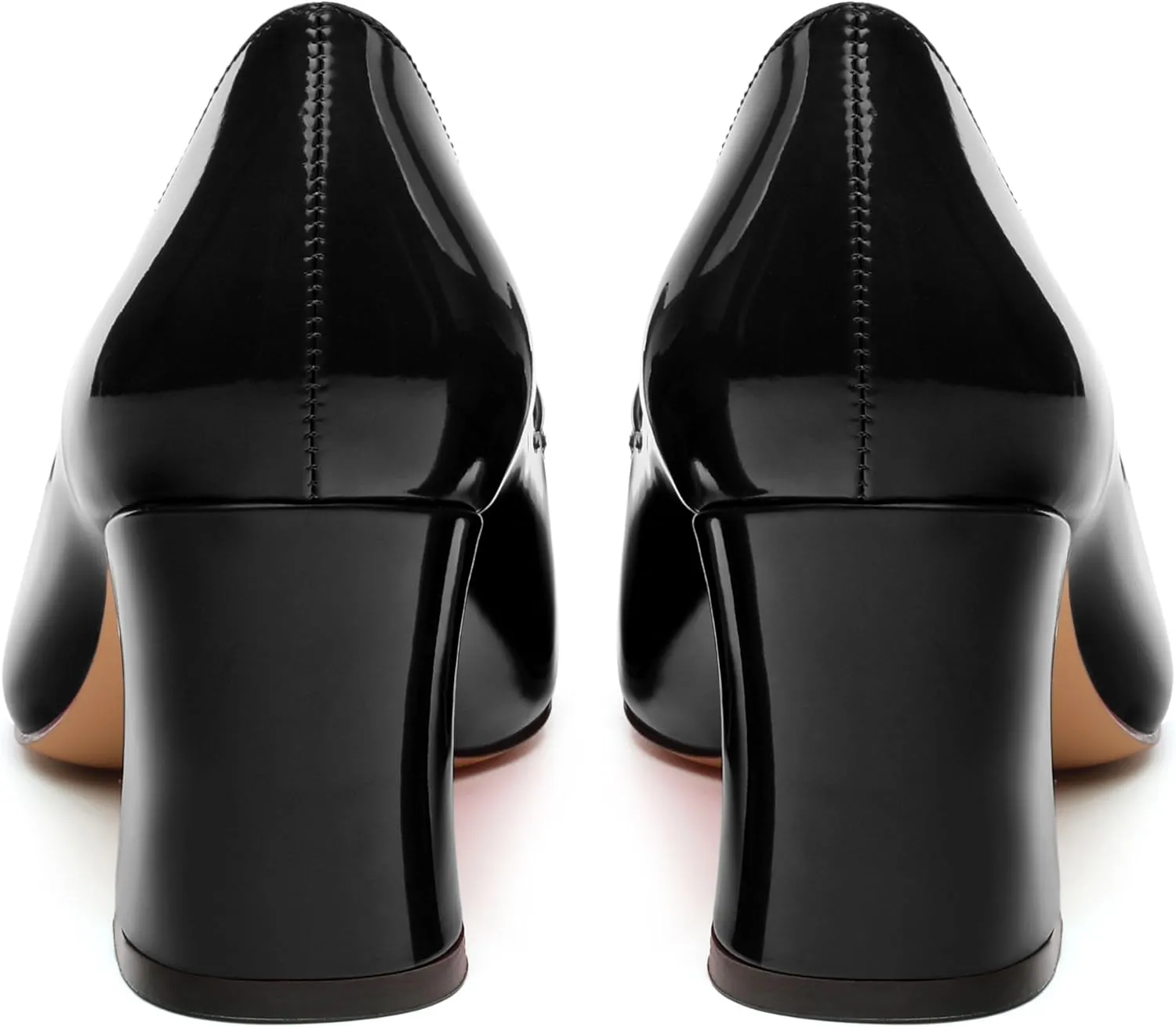 Womens Chunky Block Mid Heel,Patent Square Toe Pumps Slip-on Loafers Shoes Office Basic Classic Shoes 2.5IN