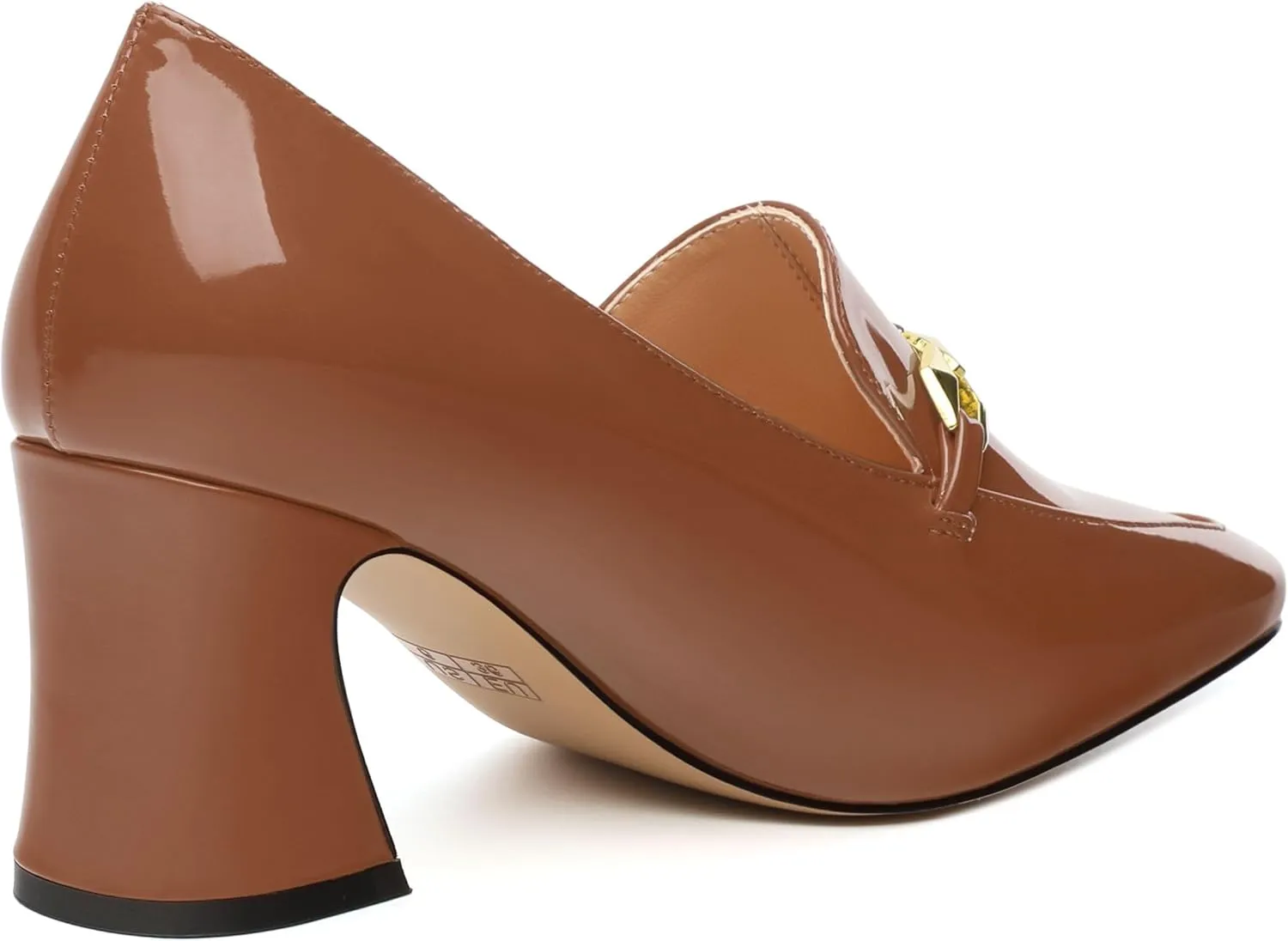 Womens Chunky Block Mid Heel,Patent Square Toe Pumps Slip-on Loafers Shoes Office Basic Classic Shoes 2.5IN