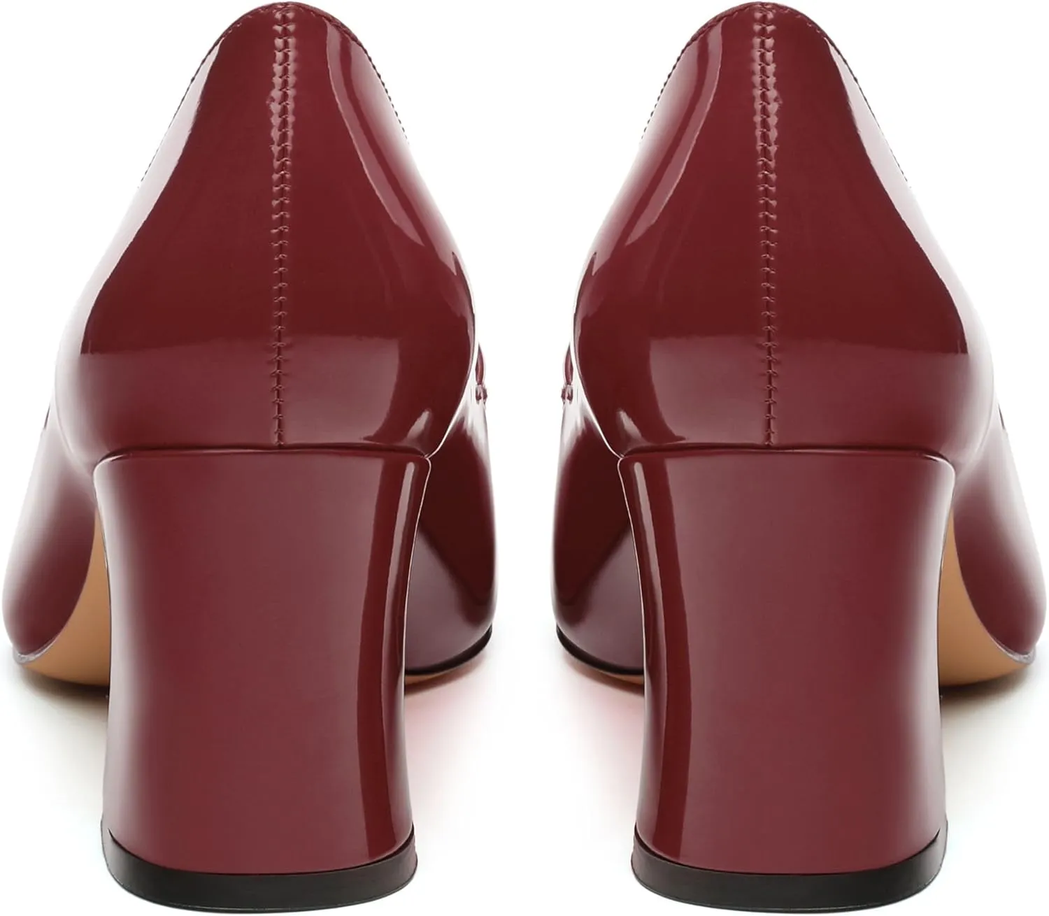 Womens Chunky Block Mid Heel,Patent Square Toe Pumps Slip-on Loafers Shoes Office Basic Classic Shoes 2.5IN