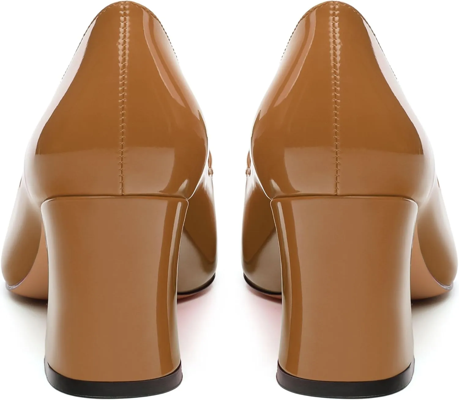 Womens Chunky Block Mid Heel,Patent Square Toe Pumps Slip-on Loafers Shoes Office Basic Classic Shoes 2.5IN