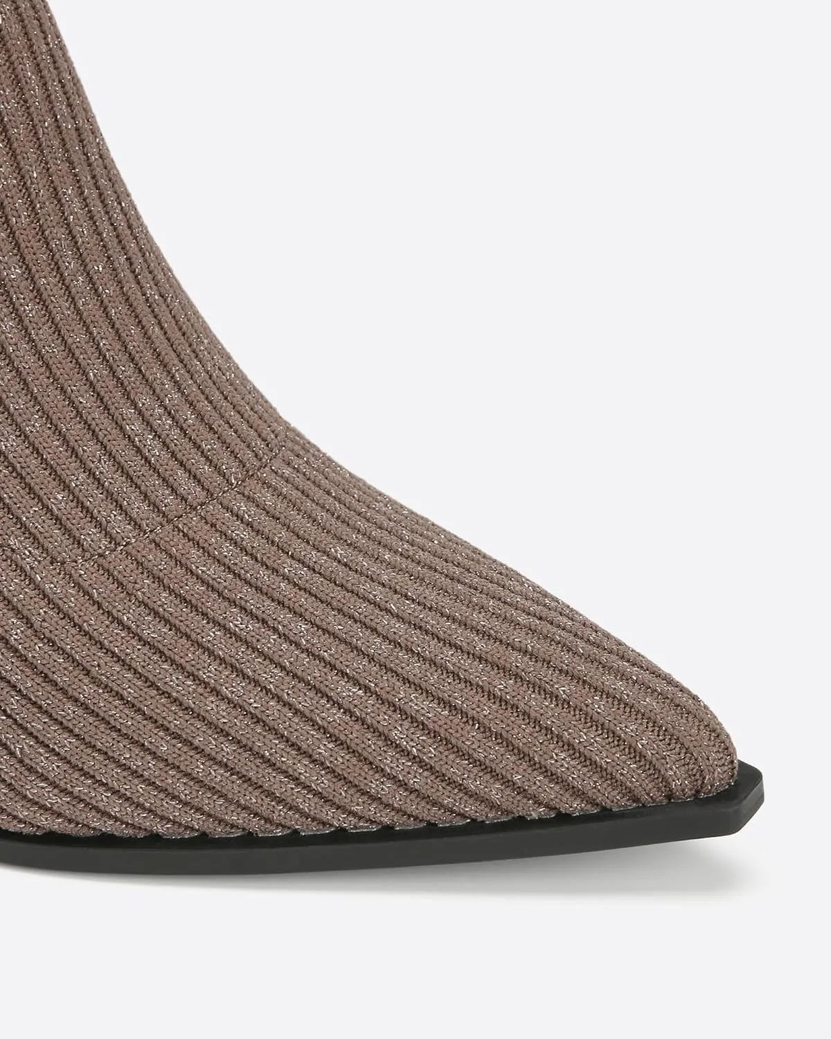Women's Chunky Heel Boots, Knit Comfort High Boots, Minimalist Style, Rubber Sole
