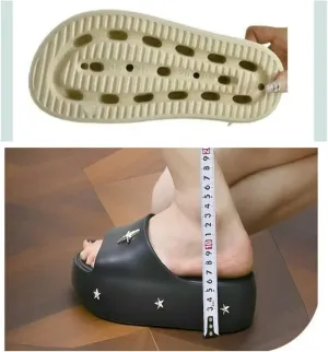 Women's Clogs Summer High Heel Chain Slippers Women's Thick Bottom Open Toe Beach Shoes Metal Mules-White1-37-38
