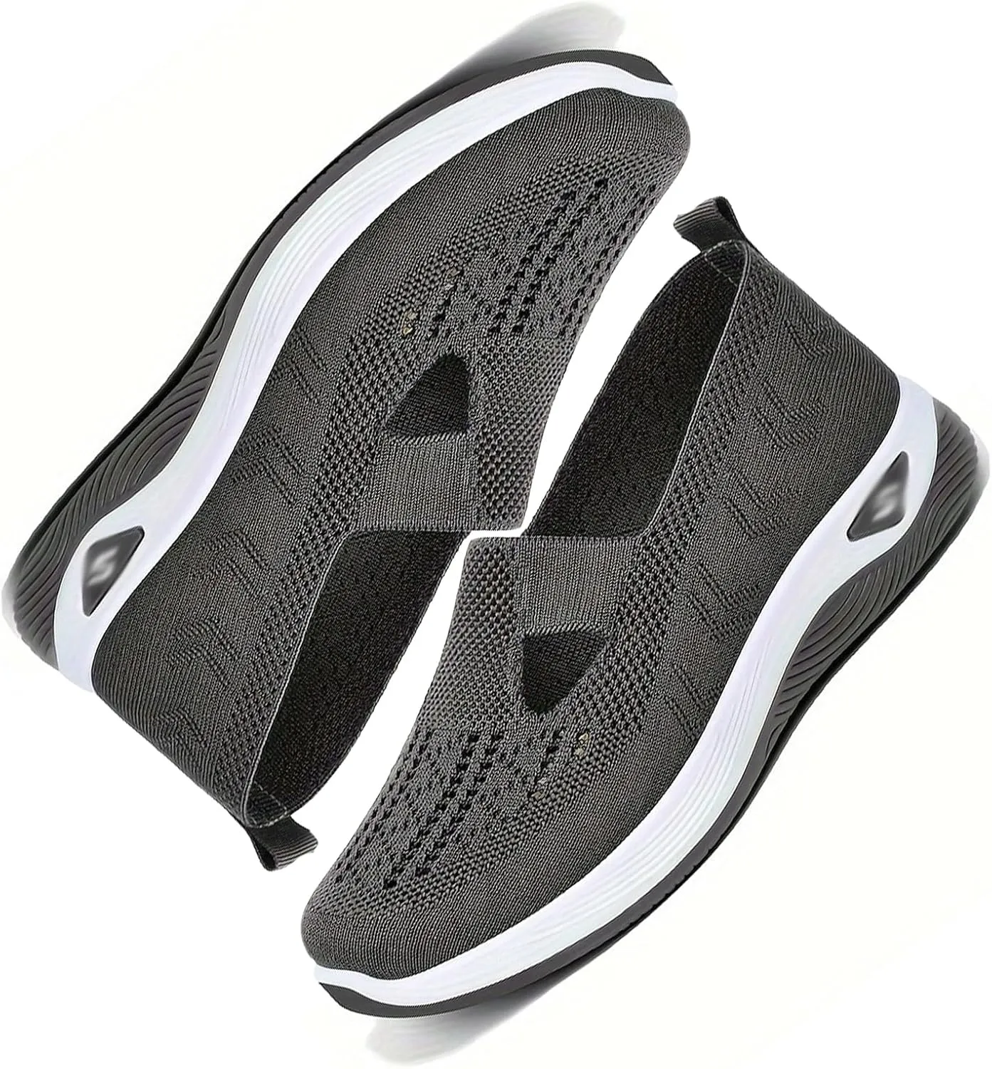 Women's Comfortable Breathable Knitted Sneakers, Woven Cut-Out Orthopedic Soft Arch Support Walking Shoes Low Top Sneakers for Woman