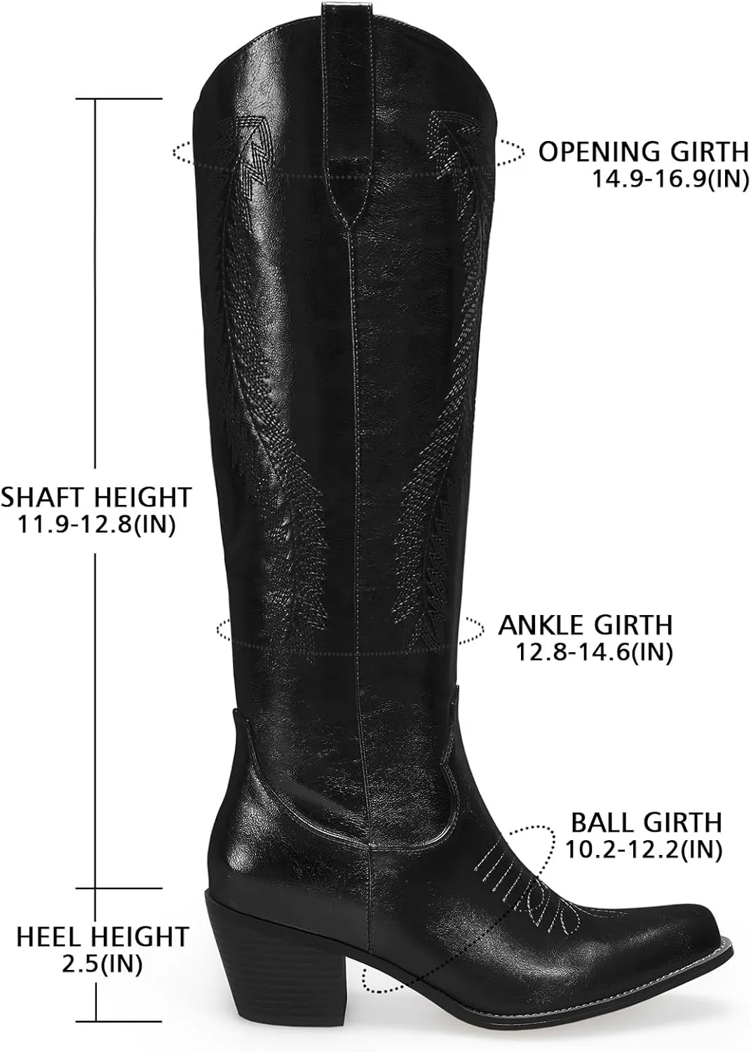 Women's Cowboy Boots Metallic Mid Calf Cowgirl Boots Wide Calf Western Embroidered Sparkly Paty Boots