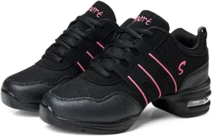 Women's Dance Walking Shoes Lace-up Sneakers - Air Cushion Split Sole Breathable Mesh Modern Jazz Shoes