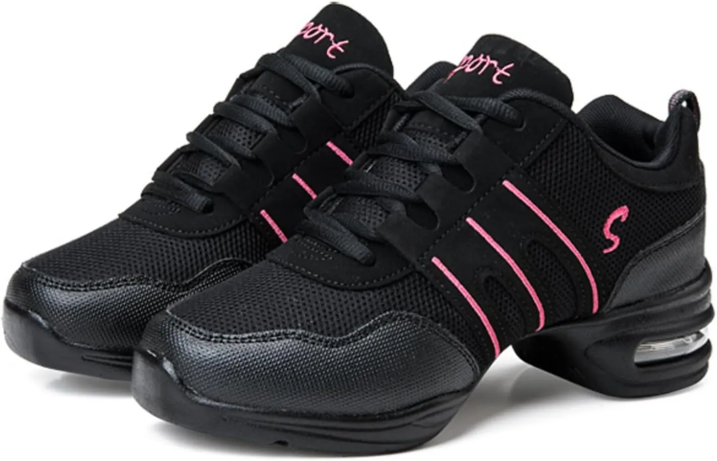 Women's Dance Walking Shoes Lace-up Sneakers - Air Cushion Split Sole Breathable Mesh Modern Jazz Shoes