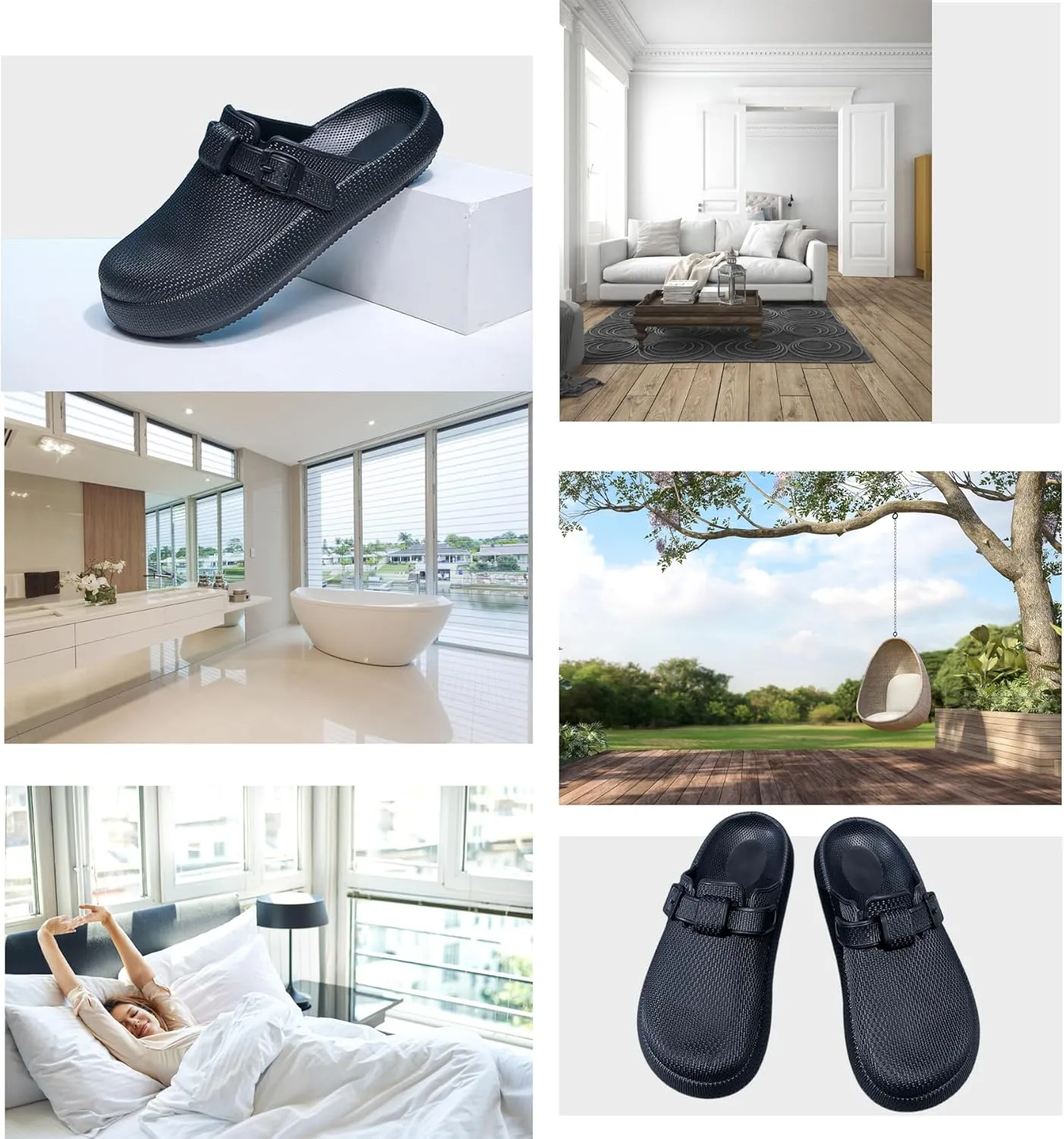 Women's Eva Clogs, Mules for Womens, Slip-on Nurse Shoes, Lightweight Garden Work Shoes, Comfortable Slides Sandals, Black