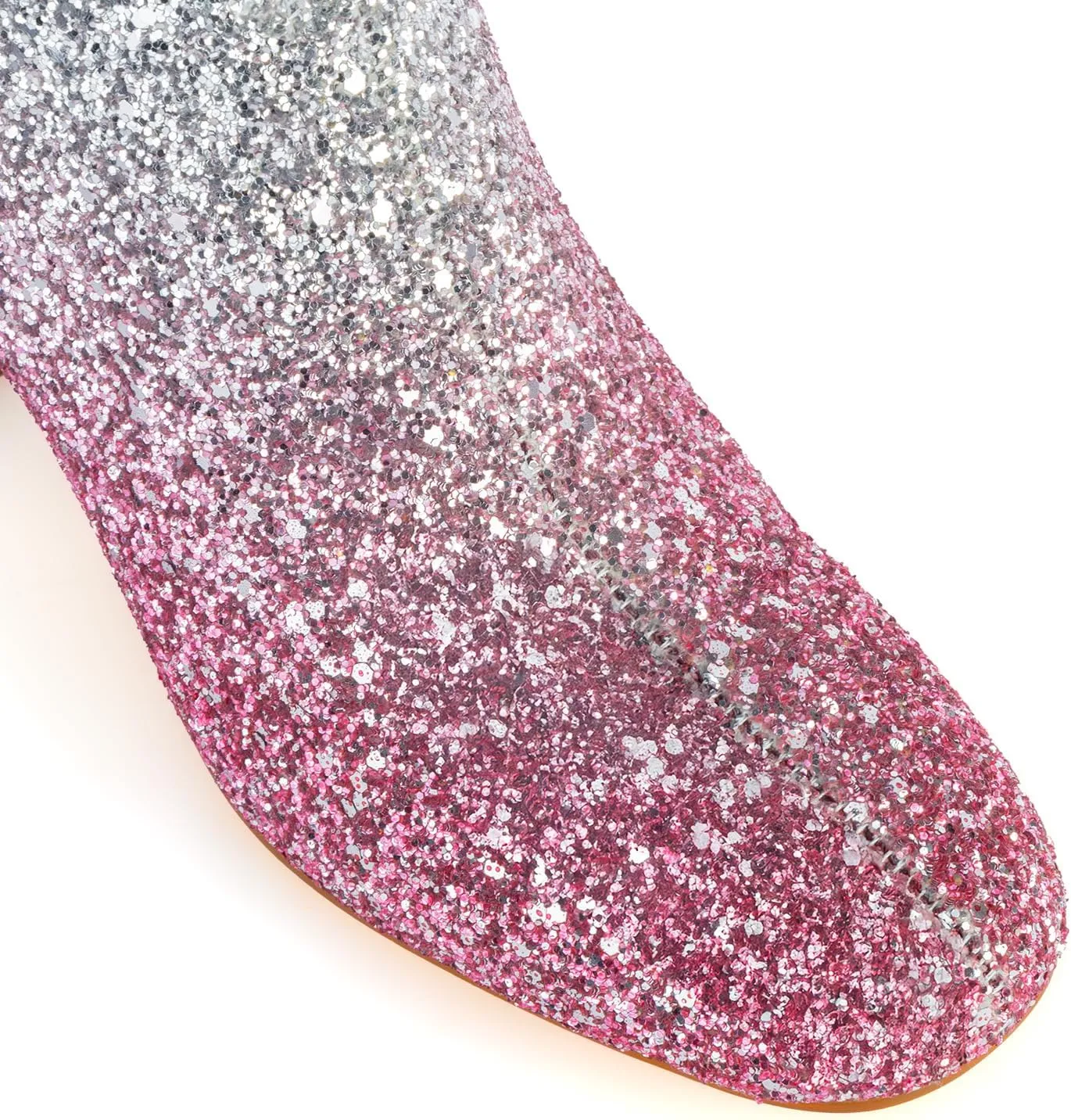 Women's Glitter Ankle Boots Sequin Sparkly Booties Block Heel Side Zip Zipper Wedding Party Dress Shoes