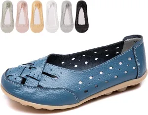 Womens Jaliane Orthopaedic Loafers in Breathable Leather,Casual Slip on Dress Shoes Comfortable Leather Driving Shoes Outdoor Walking Flats Shoes