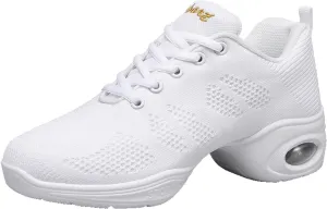Women's Jazz Shoes Dance Trainers Lace Up Cushion Breathable Ladies Split Sole Dance Sneakers Platform Shoes