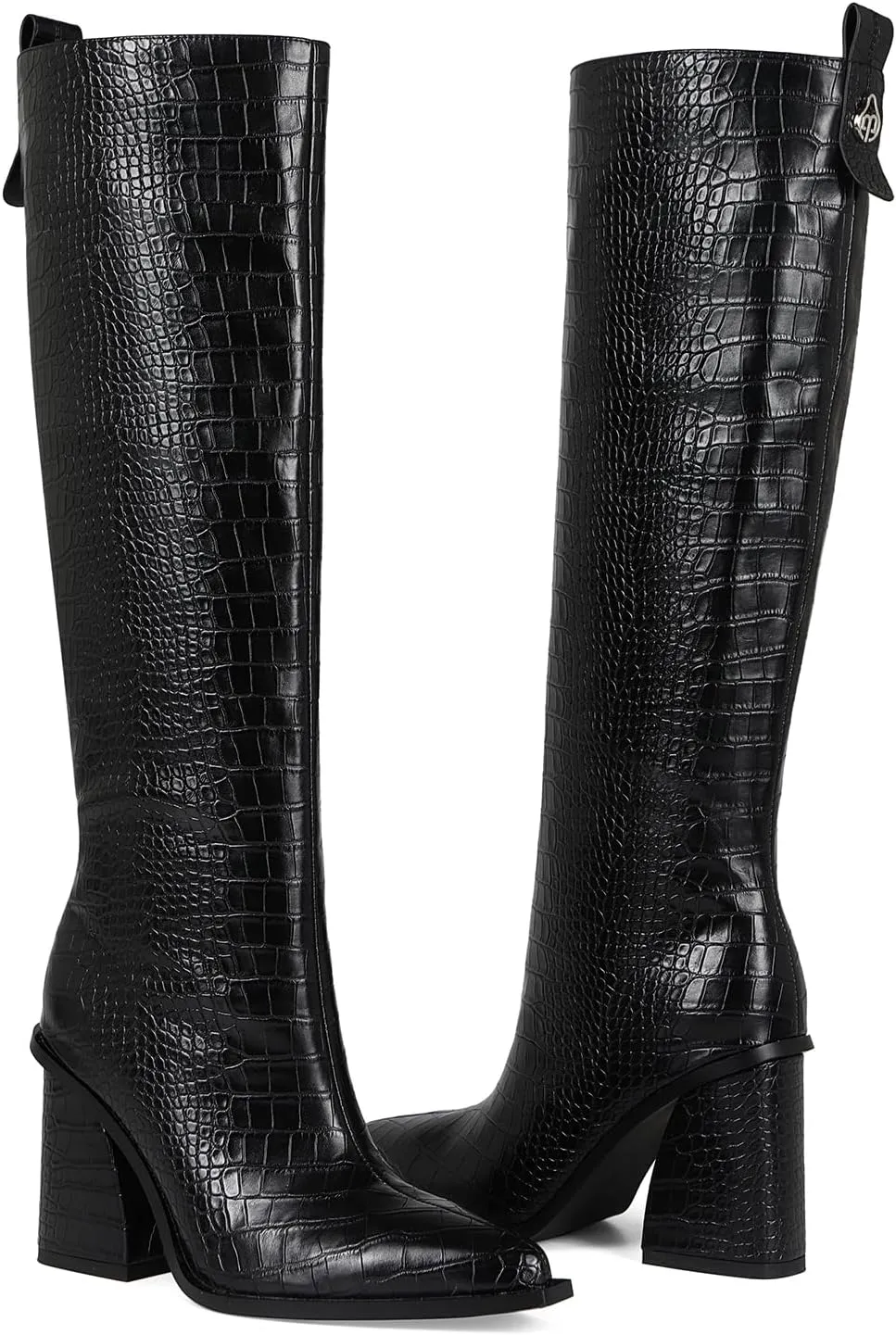 Women's Knee High Boots Block Chunky Heel Pointed Toe Tall Boots for Women High Heel Side Zipper Long Boots