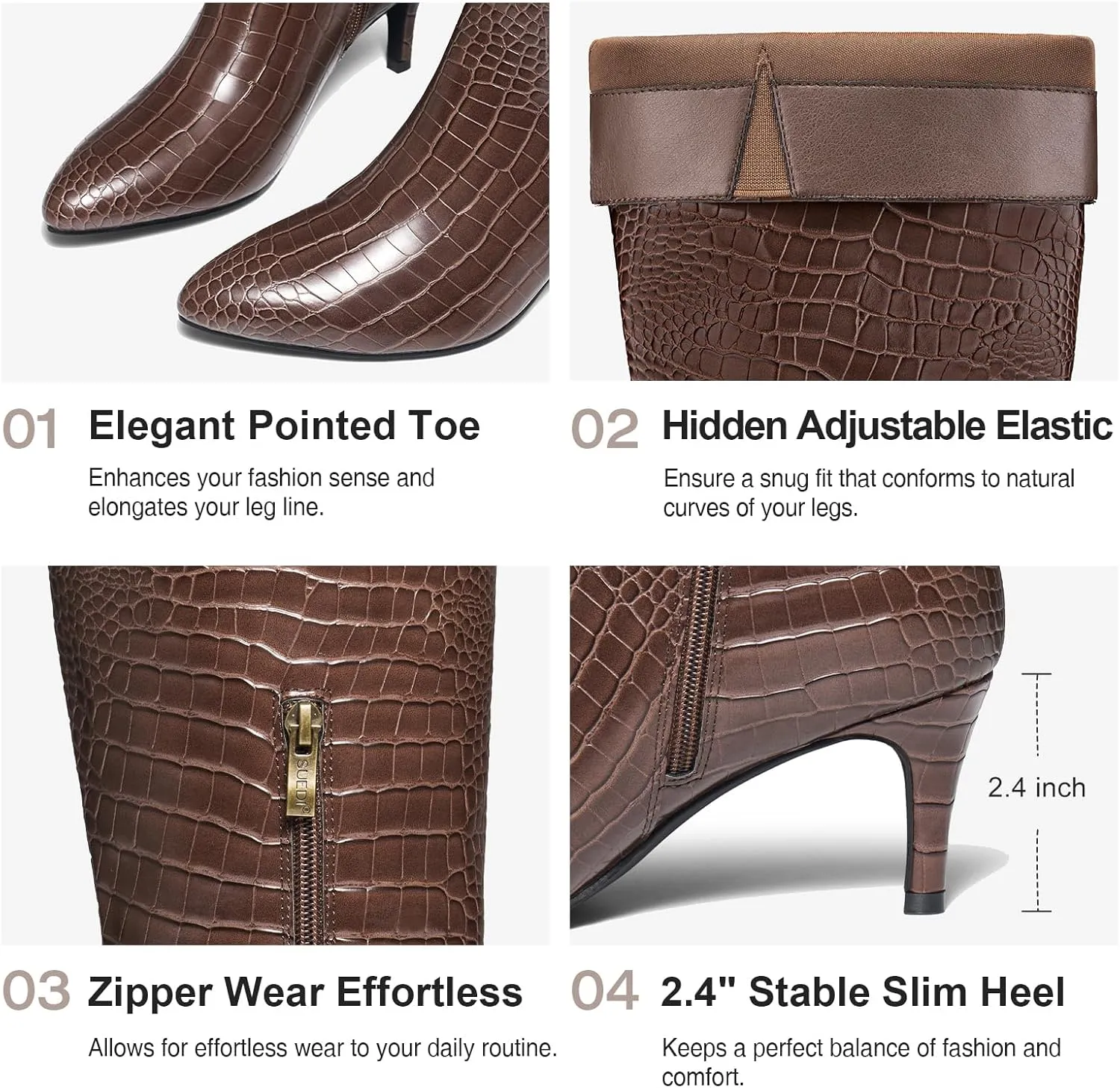 Women's Knee High Wide Calf Tall Fashion Long Boots - Stiletto Pointed Toe for Women