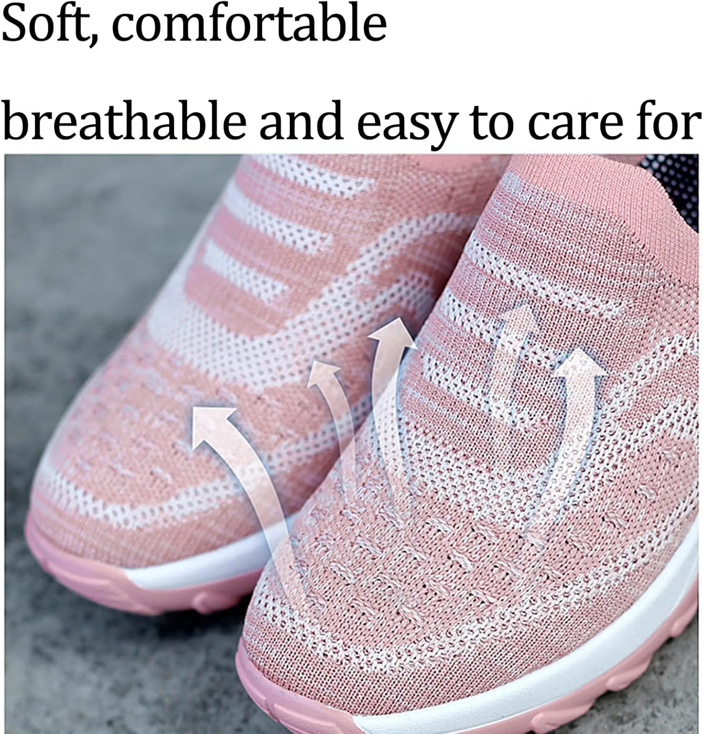 Women's Knit Mesh Orthopedic Platform Sneakers with Air Cushion Arch Support Lightweight Breathable Non Slip Walking Shoes for Workout Jogging Work Loafers