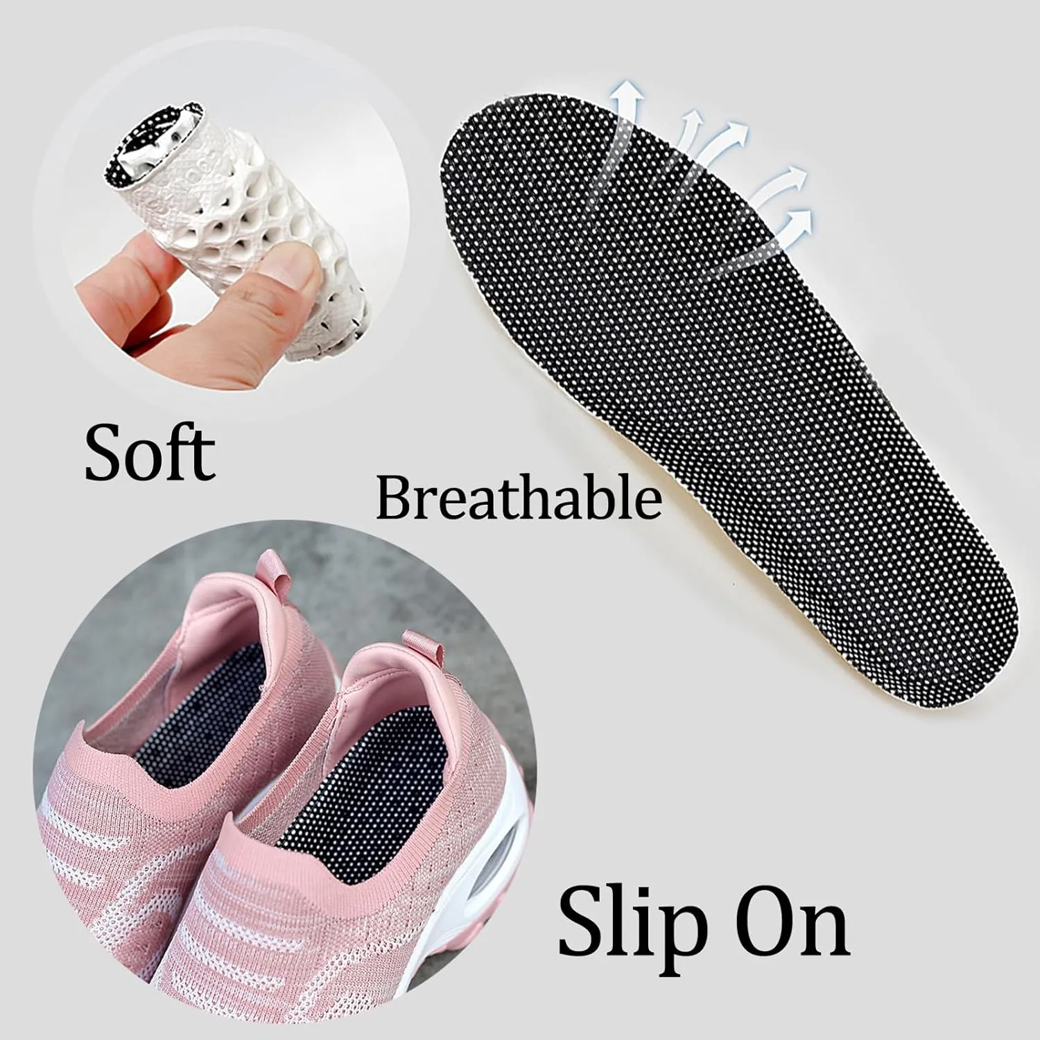 Women's Knit Mesh Orthopedic Platform Sneakers with Air Cushion Arch Support Lightweight Breathable Non Slip Walking Shoes for Workout Jogging Work Loafers