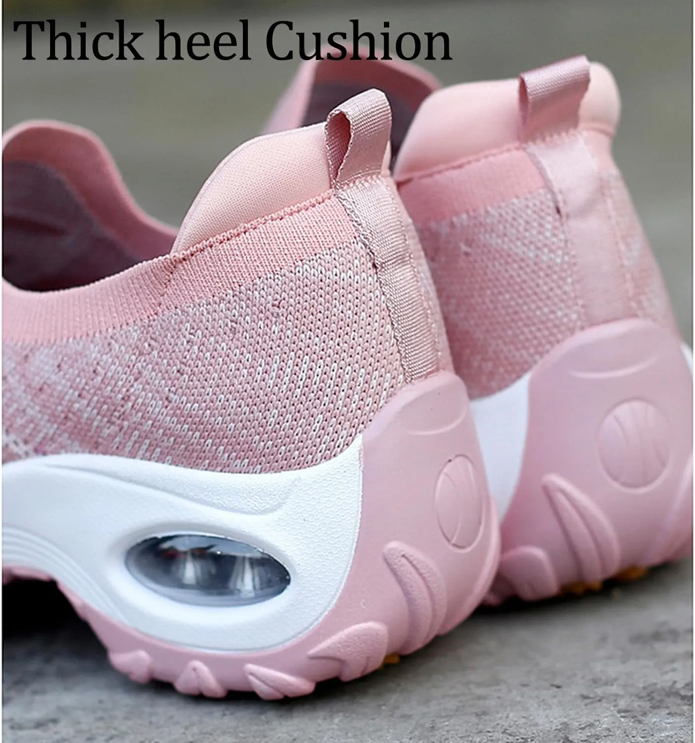 Women's Knit Mesh Orthopedic Platform Sneakers with Air Cushion Arch Support Lightweight Breathable Non Slip Walking Shoes for Workout Jogging Work Loafers