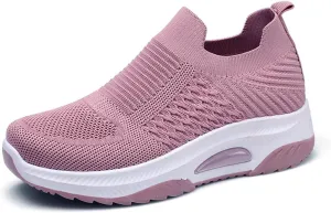 Women'S Knitted Mesh Platform Sock Sneakers,Lightweight Breathable Slip-On Round Toe Walking Nursing Shoes,with Arch Support for Plantar Fasciitis