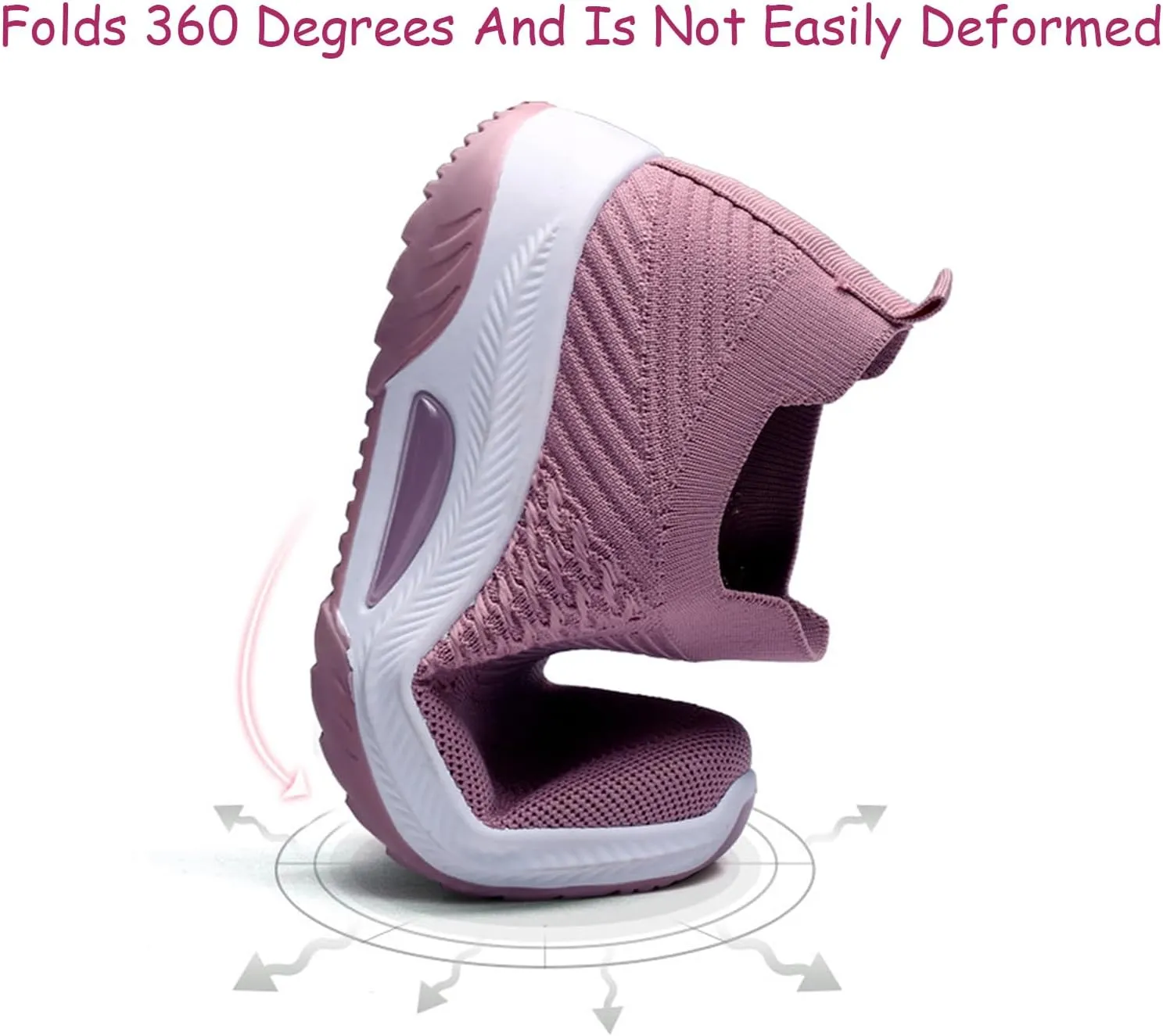 Women's Knitted Mesh Slip On Sock Sneakers,Breathable Upper Lightweight Platform Walking Nursing Shoes with Arch Support for Plantar Fasciitis