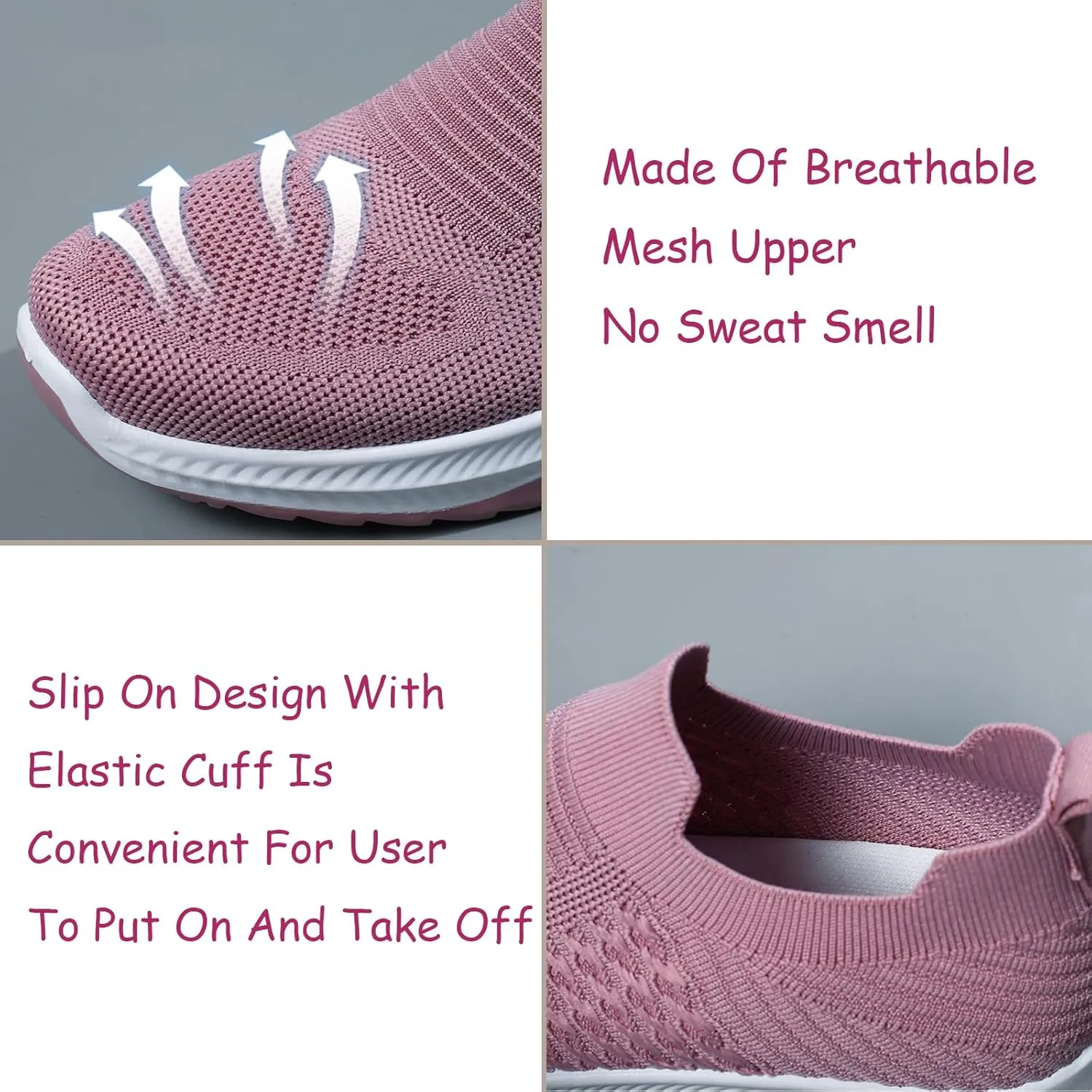 Women's Knitted Mesh Slip On Sock Sneakers,Breathable Upper Lightweight Platform Walking Nursing Shoes with Arch Support for Plantar Fasciitis