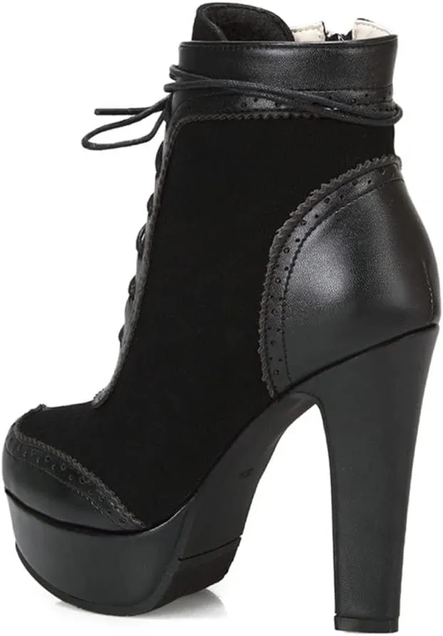 Womens Lace Up High Heel Ankle Boots Platform Booties with Zipper