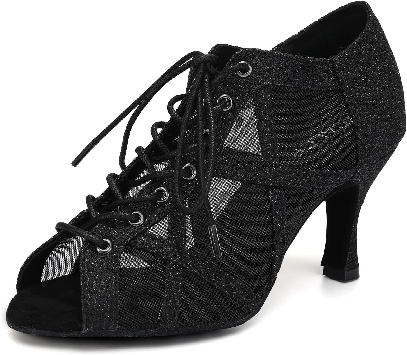 Women's Latin Salsa Dance Shoes Lace-up Ankle Boots Open-Toe Wedding Party Practice Ballroom Dancing Heels, Model QRX-X526