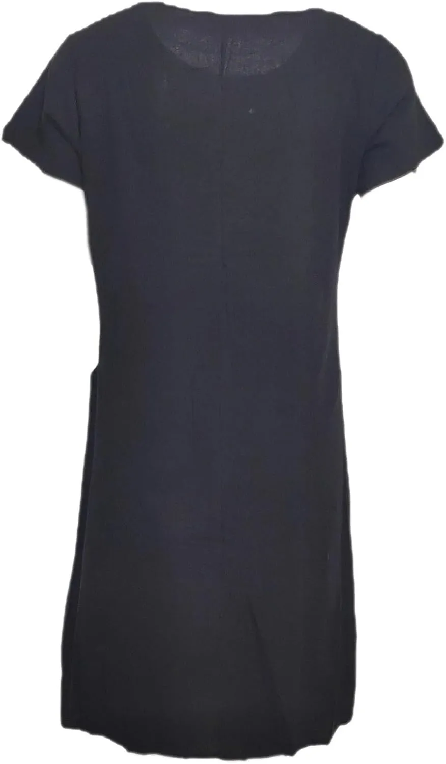 Women's Loose Pure Color Pocket Short Sleeve Round Neck Cotton Linen Dress