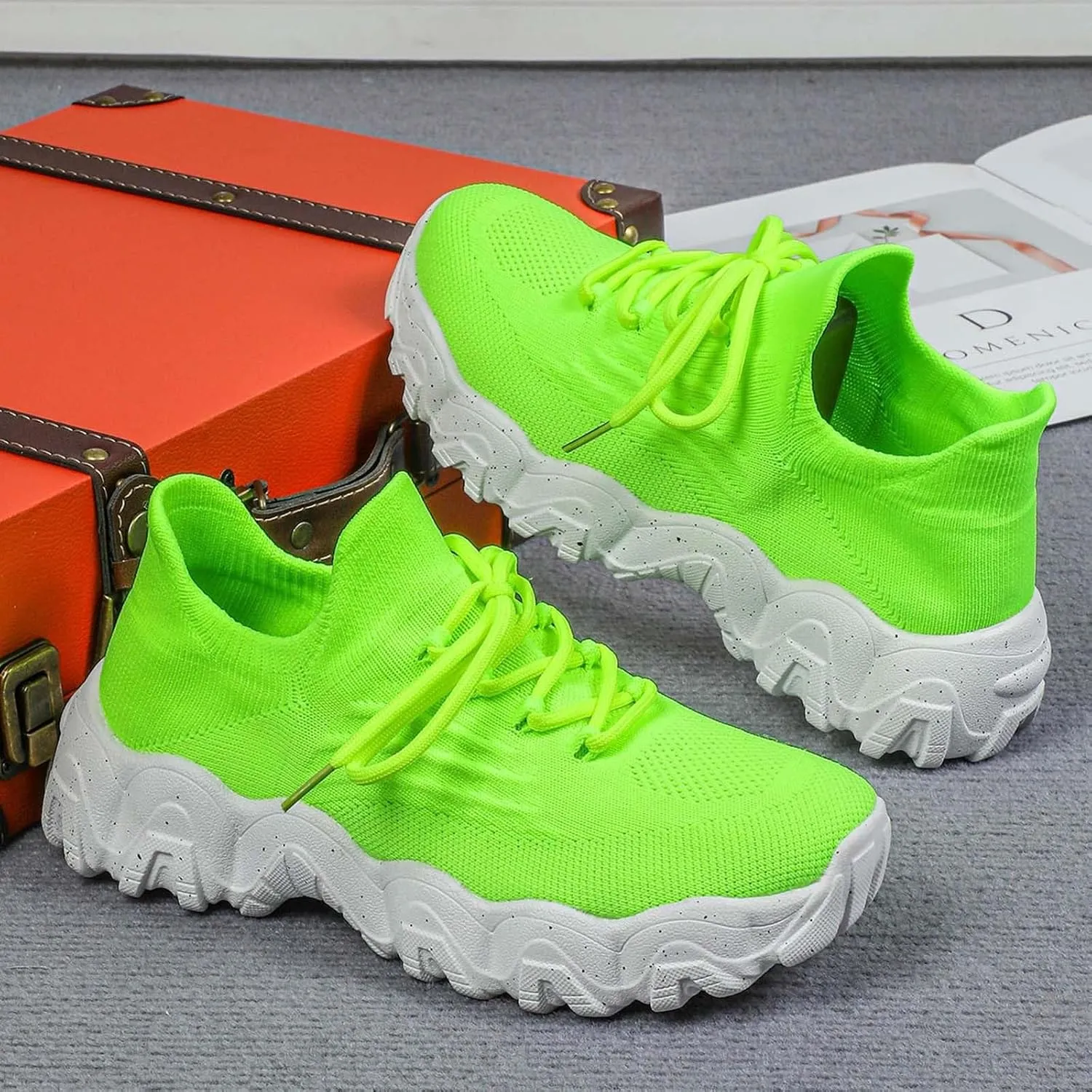 Women's Mesh Lace Lightweight Low-Cut Sneakers, Casual Tennis Shoes, Non Slip, Fashionable Comfortable and