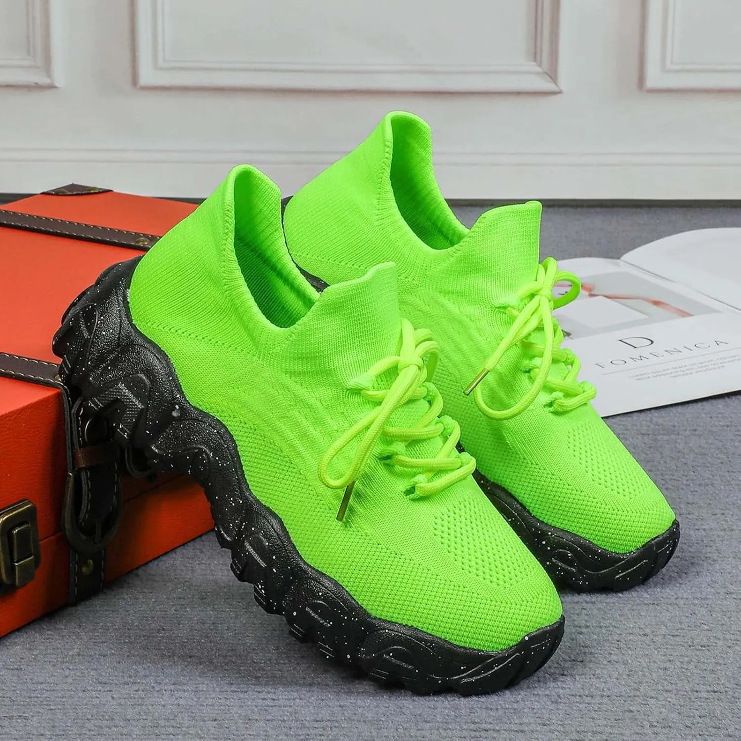 Women's Mesh Lace Lightweight Low-Cut Sneakers, Casual Tennis Shoes, Non Slip, Fashionable Comfortable and