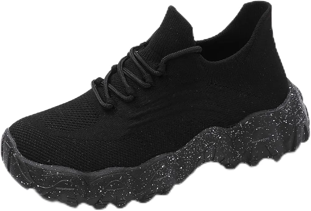 Women's Mesh Lace Lightweight Low-Cut Sneakers, Casual Tennis Shoes, Non-Slip, Fashionable Knitted Socks Shoes are Comfortable and Breathable