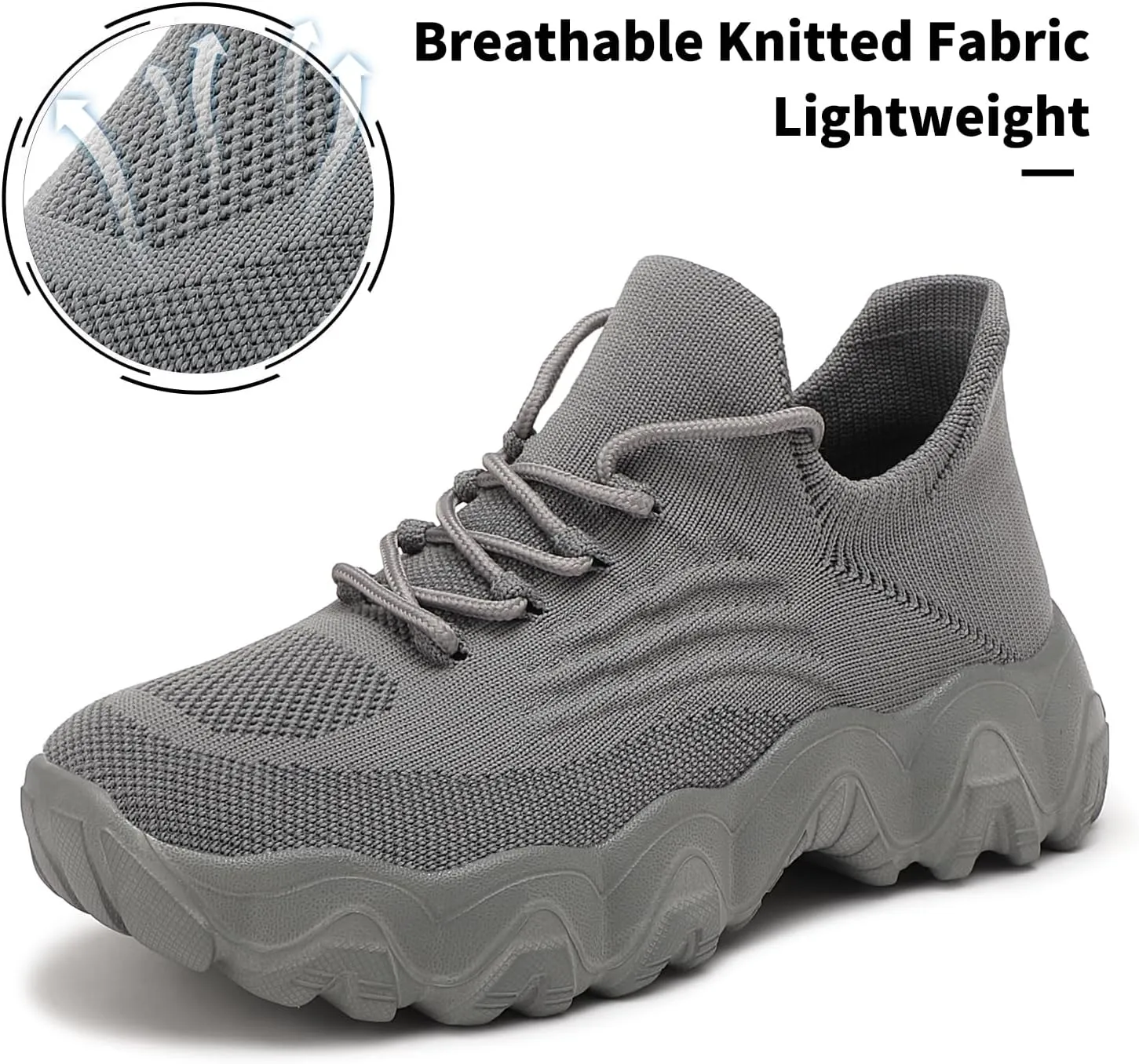 Women's Mesh Lace Lightweight Low-Cut Sneakers, Casual Tennis Shoes, Non-Slip, Fashionable Knitted Socks Shoes are Comfortable and Breathable